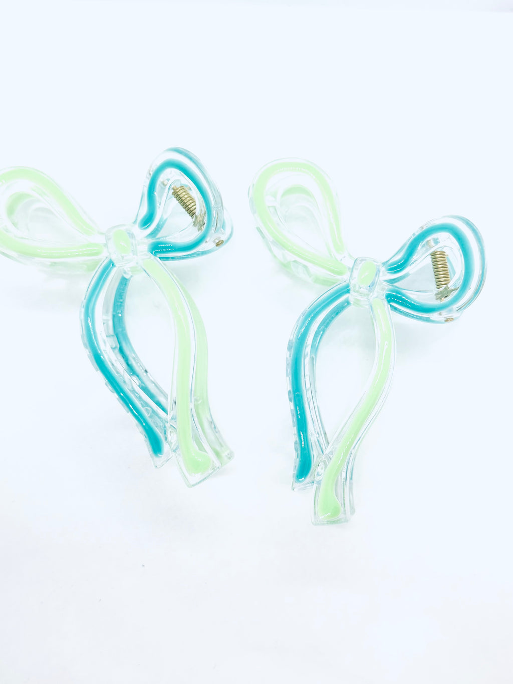 “Bow Era” (aqua/lime)  claw clip