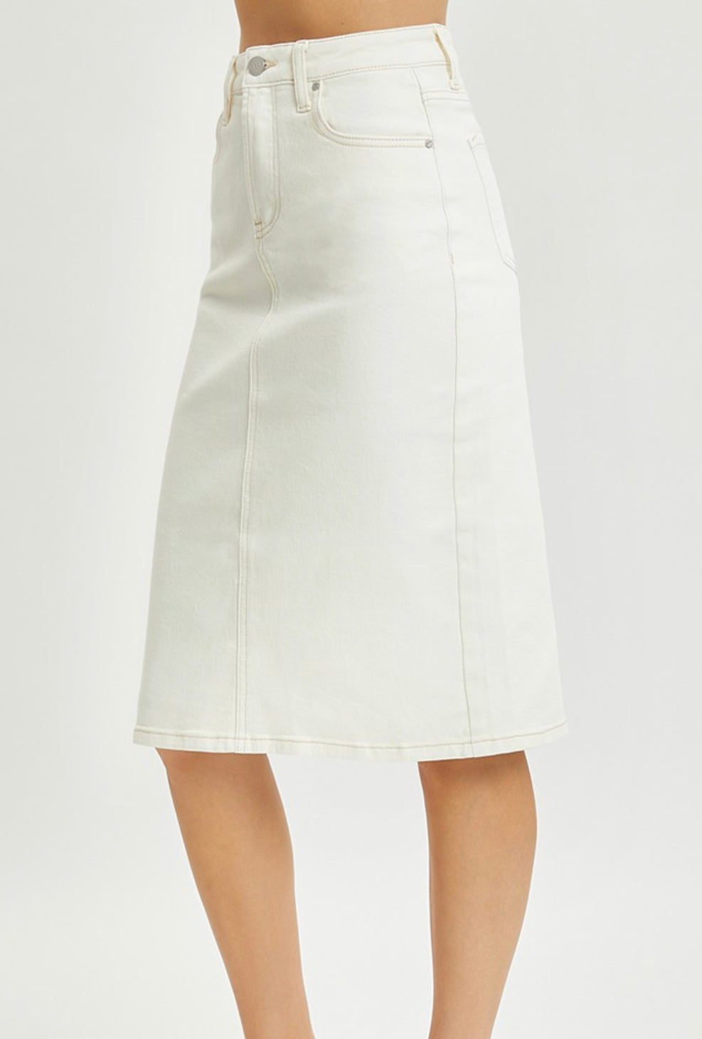 "Cream Wash" Risen denim skirt