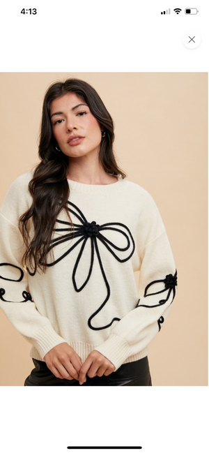 “All Over The Place” (cream/blk) sweater