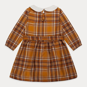Toddler Dress, Girls Dress Plaid Long Sleeve Flannel Cotton Belted