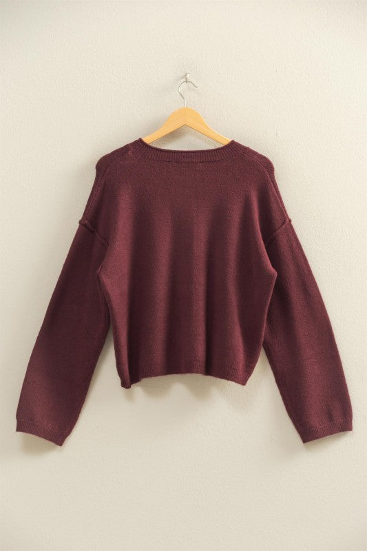 "Soft Whisper" (Dark Cherry) cardigan