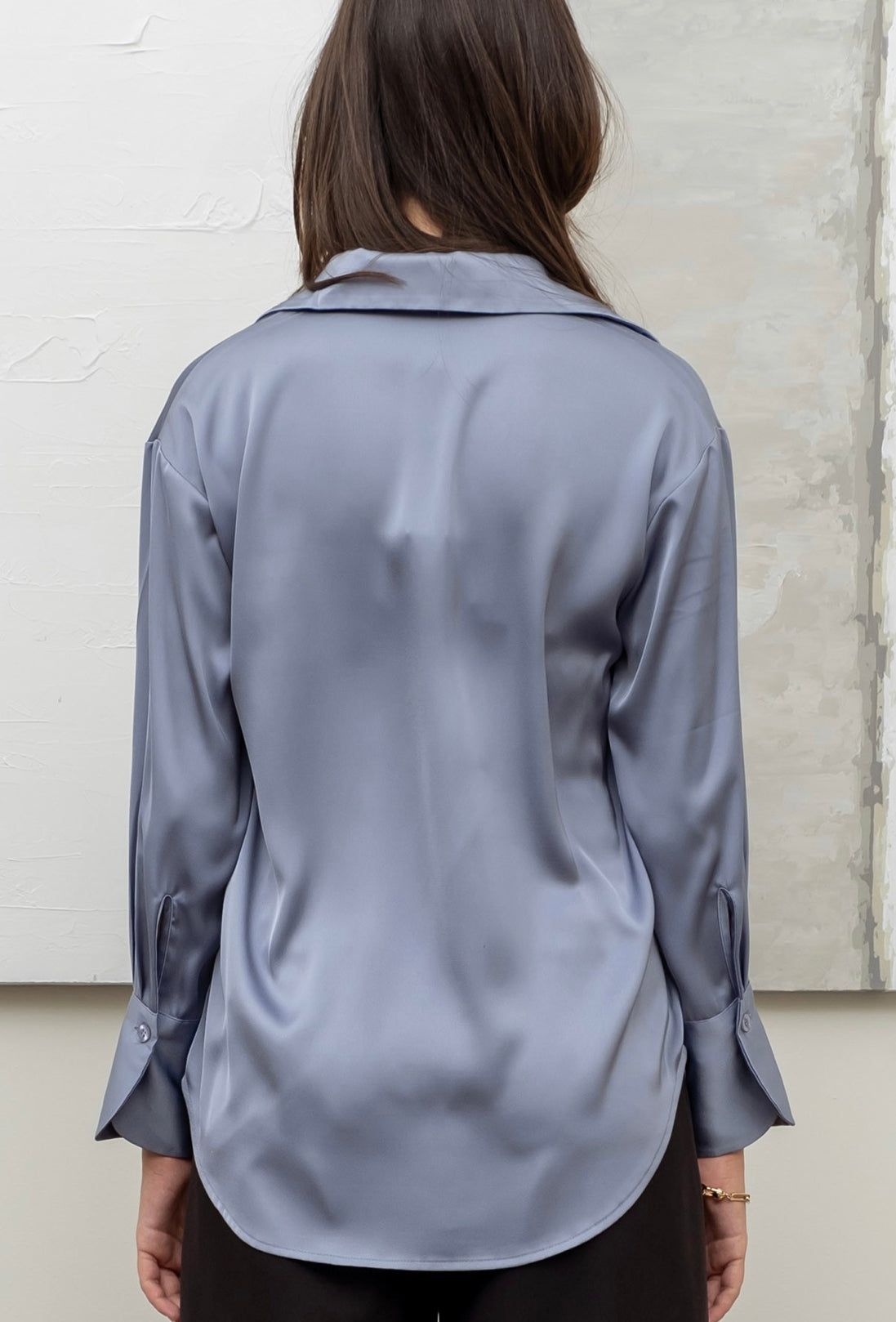 "Chic and Classy" (dusty blue) silk top