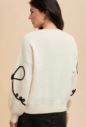 “All Over The Place” (cream/blk) sweater