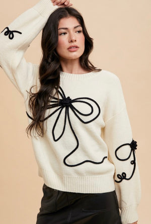 “All Over The Place” (cream/blk) sweater