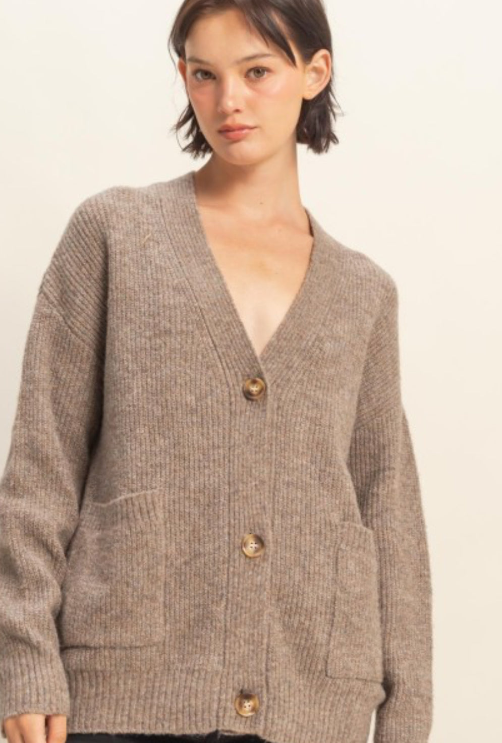 "Hazelnut Hugs" (dark taupe) cardigan