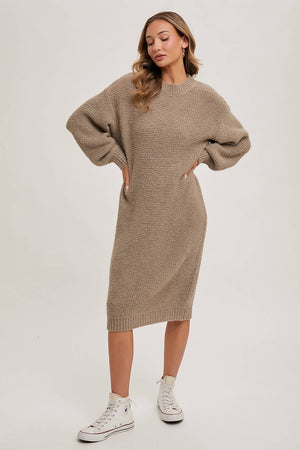 “Cuddle Mood” (cream) sweater dress