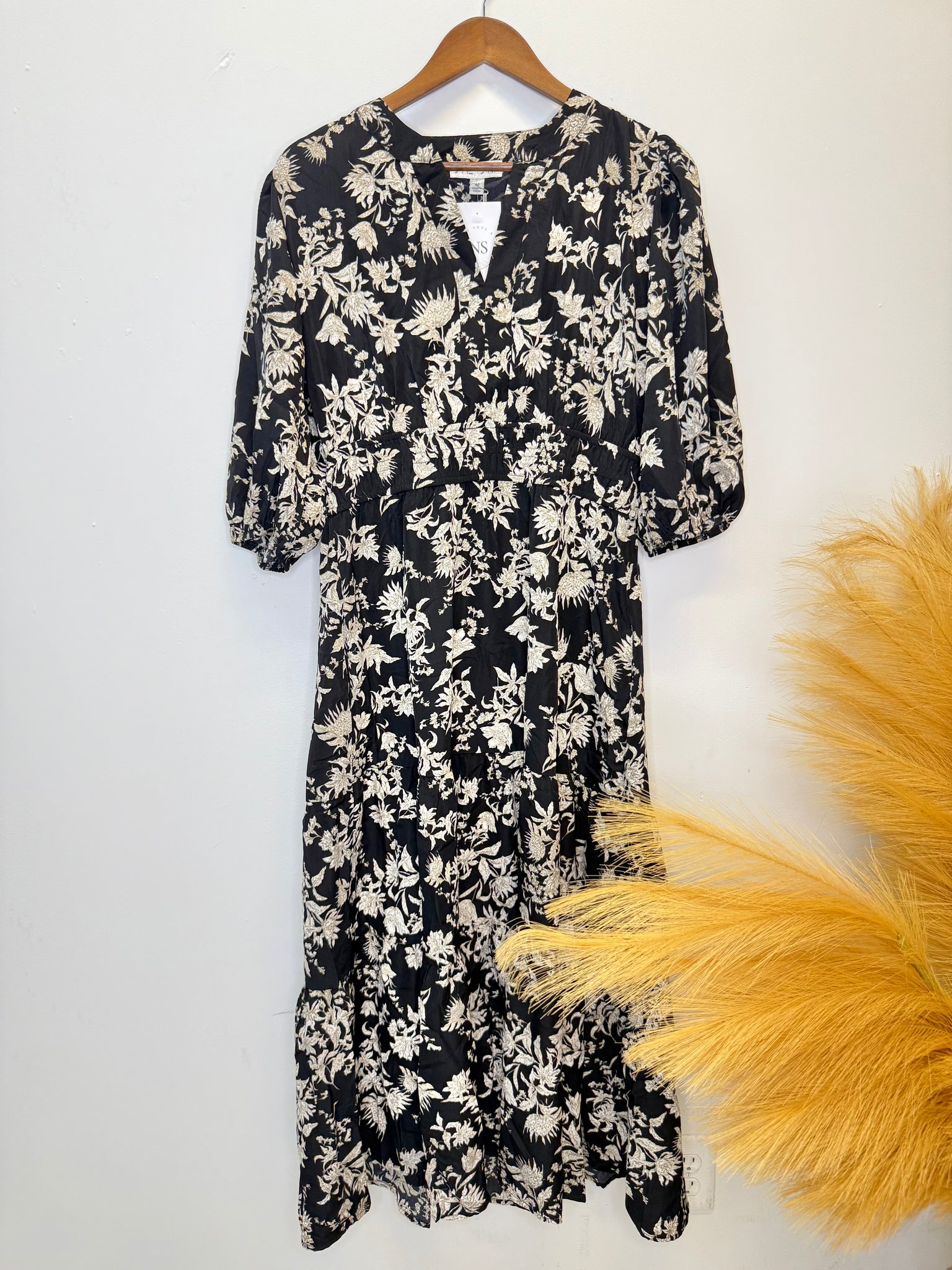 "Floral Reverie" (black) reg & plus dress
