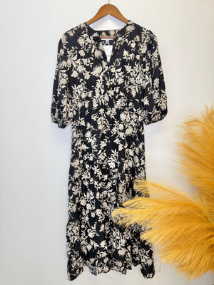 "Floral Reverie" (black) reg & plus dress