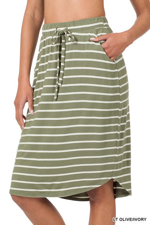 "Fall Stripes" (Olive) Skirt