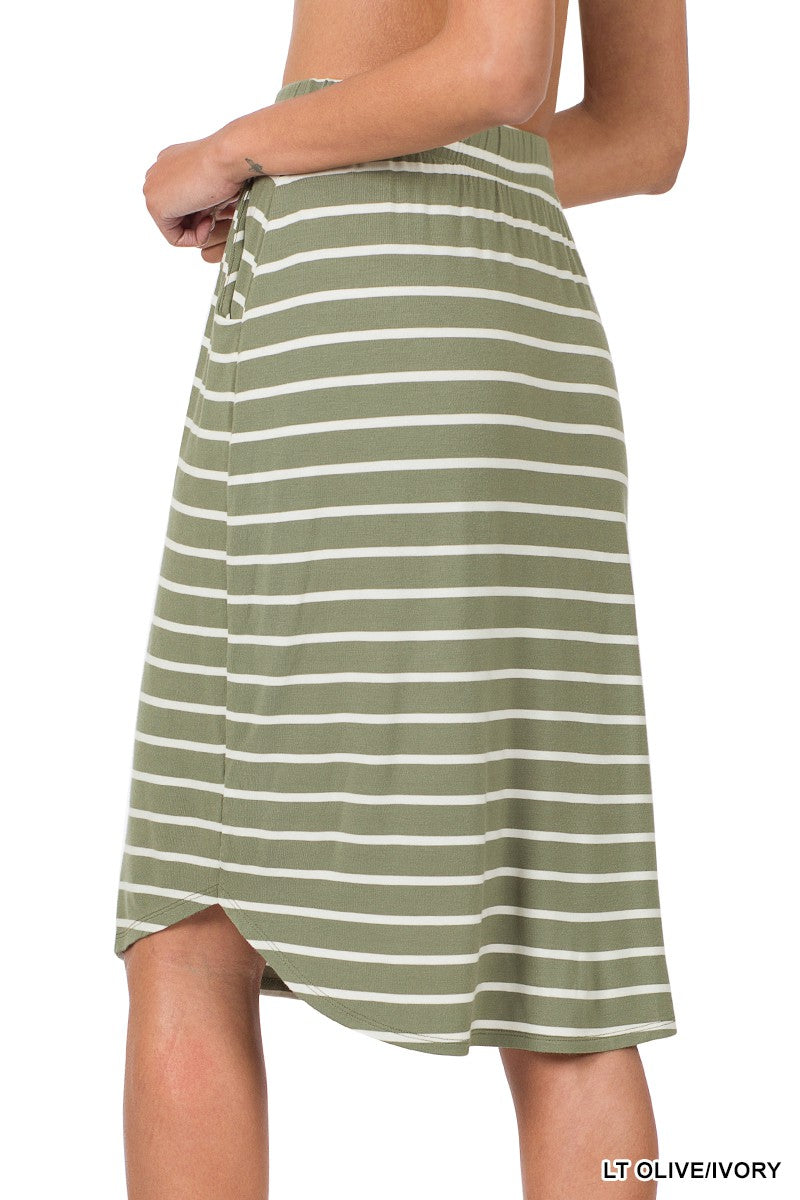 "Fall Stripes" (Olive) Skirt