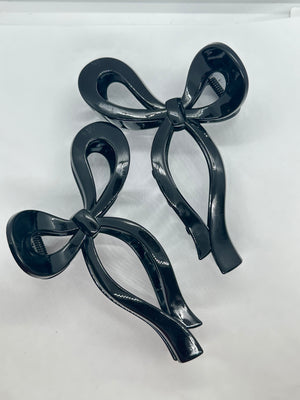“Bow Era” (large black glossy)  claw clip