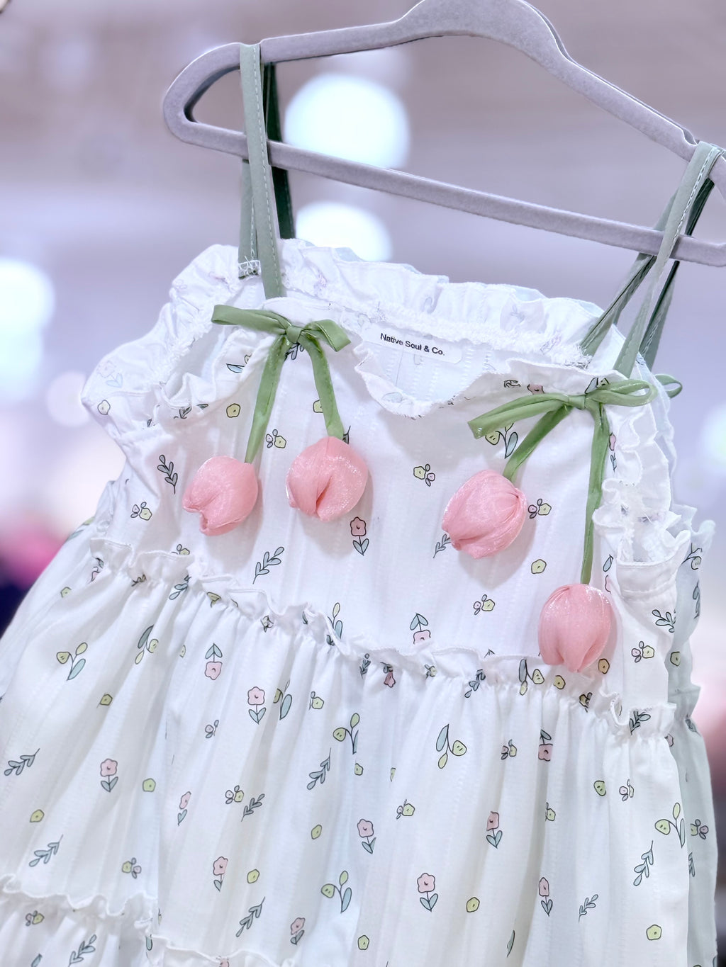 "Walk in the Tulips" girls jumper dress