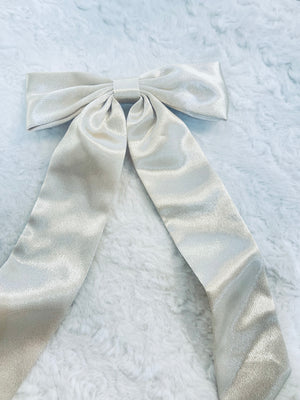 'With The Trend" (beige) satin bow