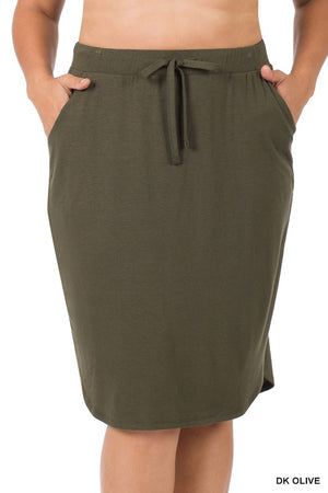 "Basic Fall" (Dark Olive) Skirt