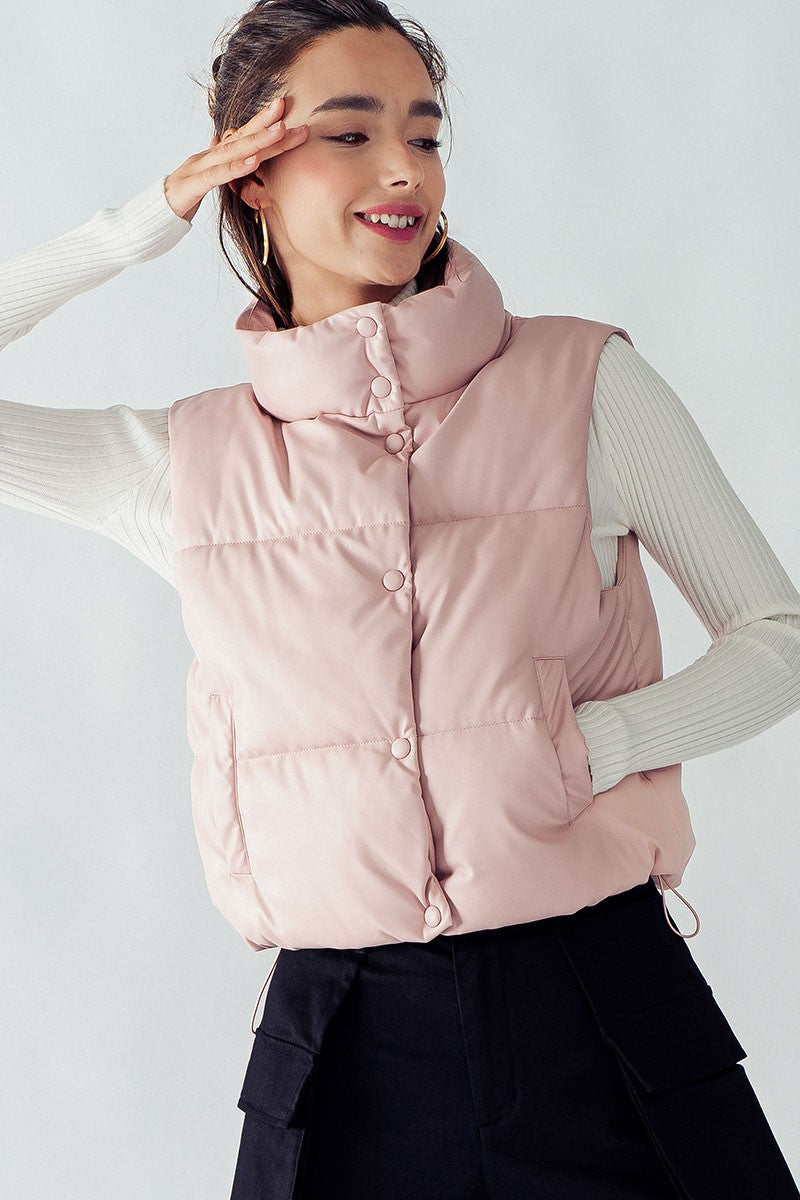 "Chilly Adventures" (soft pink) puffer vest