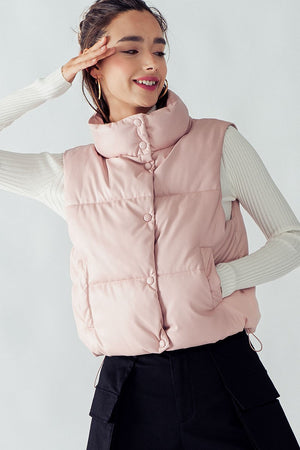 "Chilly Adventures" (soft pink) puffer vest