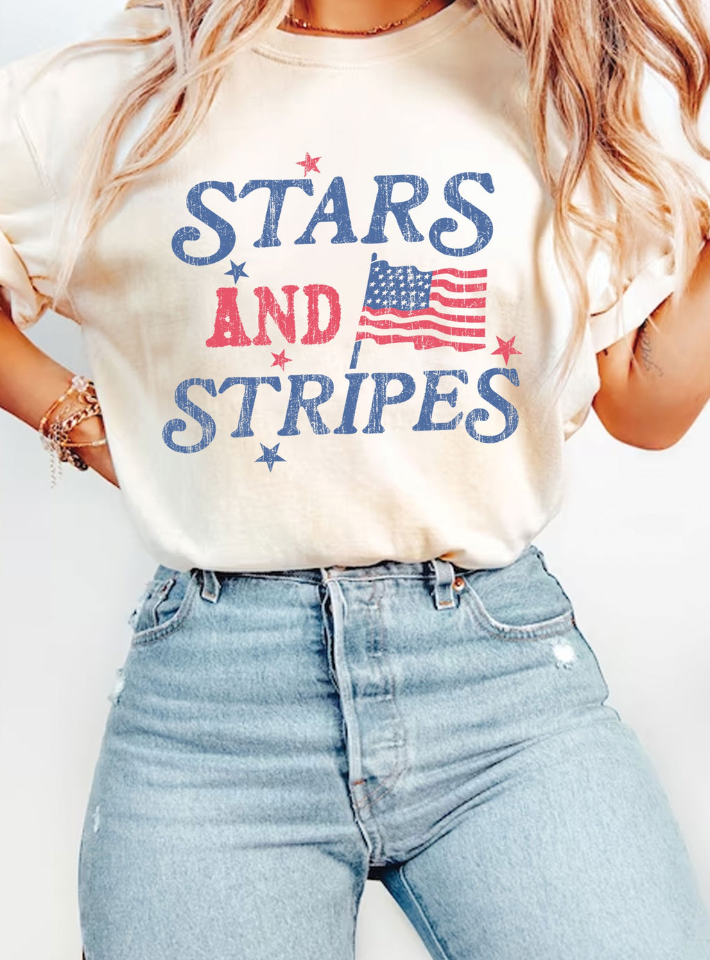 "Stars and Stripes" (natural) t-shirt