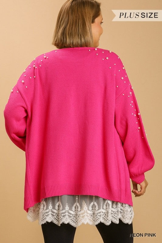 "Touch of Pearls" Plus Cardigan