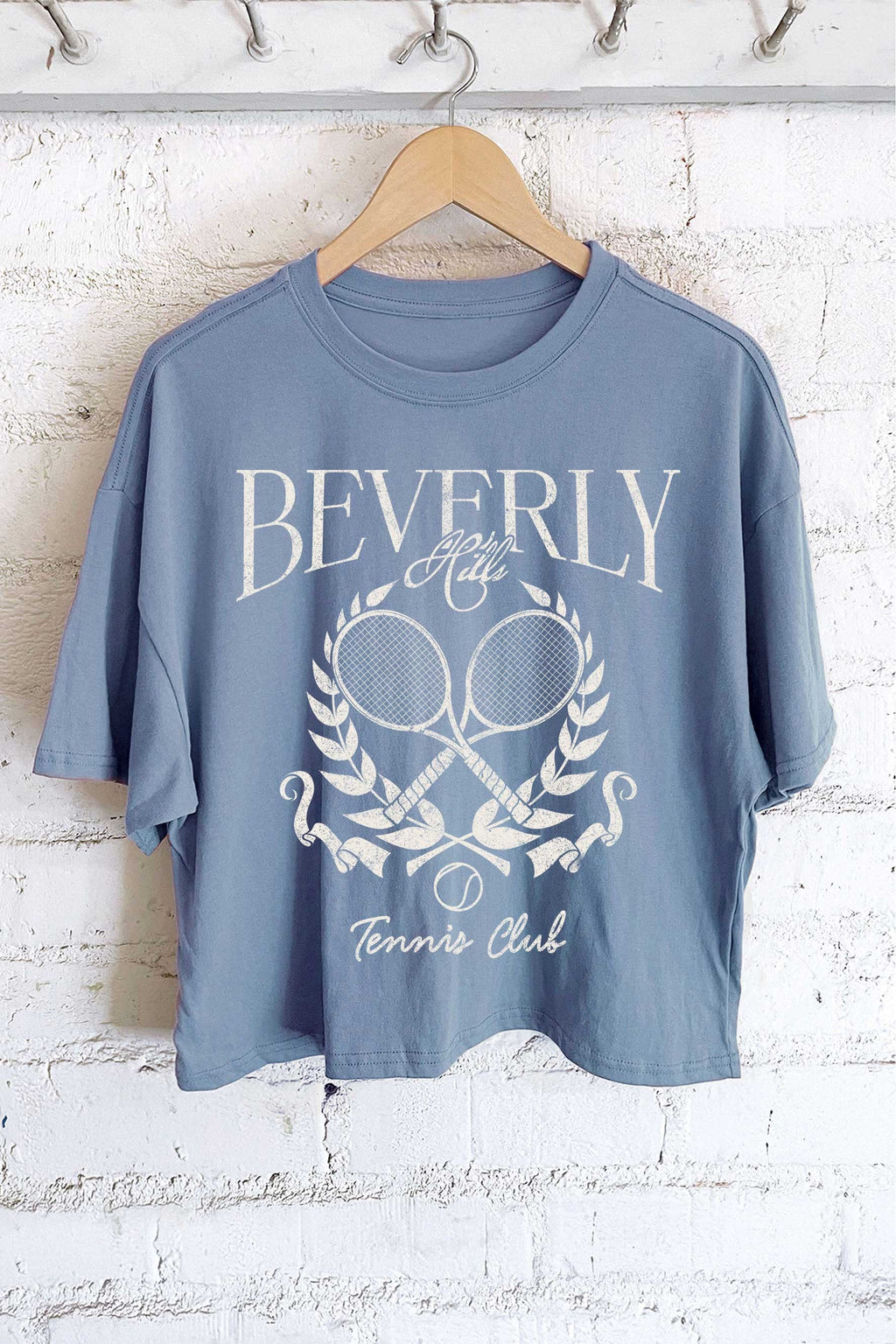 "Beverly Hills" long crop (Indigo Blue) t-shirt