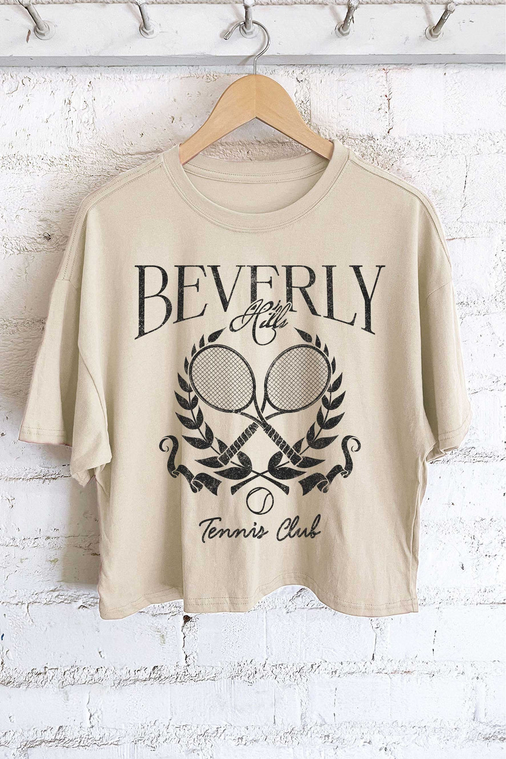 "Beverly Hills" long crop (khaki) t-shirt