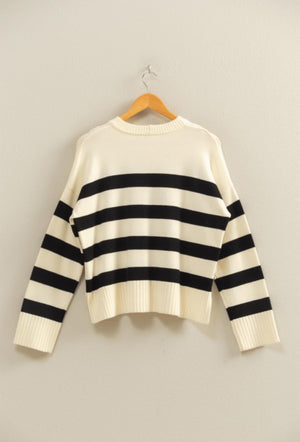 "Timeless Stipes" (Cream/Black) sweater