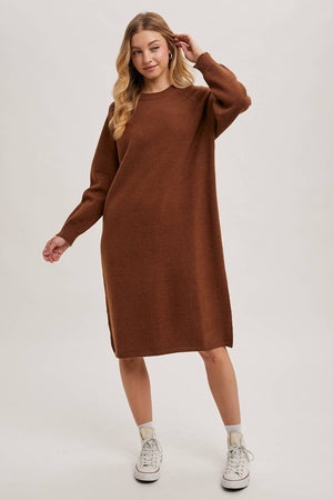 “Basic Check Fit” (beige) sweater dress