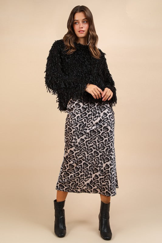 "Wild for You" (Black) Leopard Slip Skirt