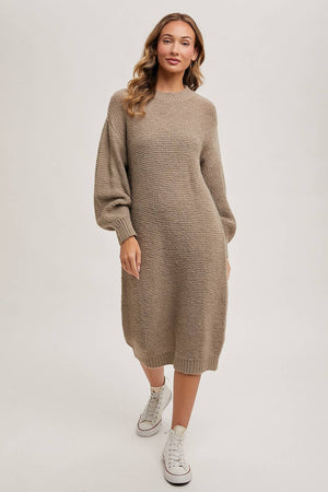 “Cuddle Mood” (cream) sweater dress