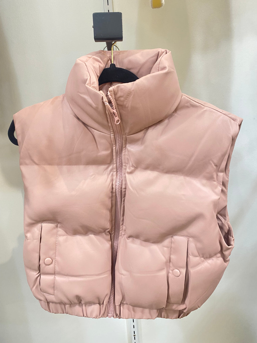 "Subtle Blush" Pleather Puffer Vest