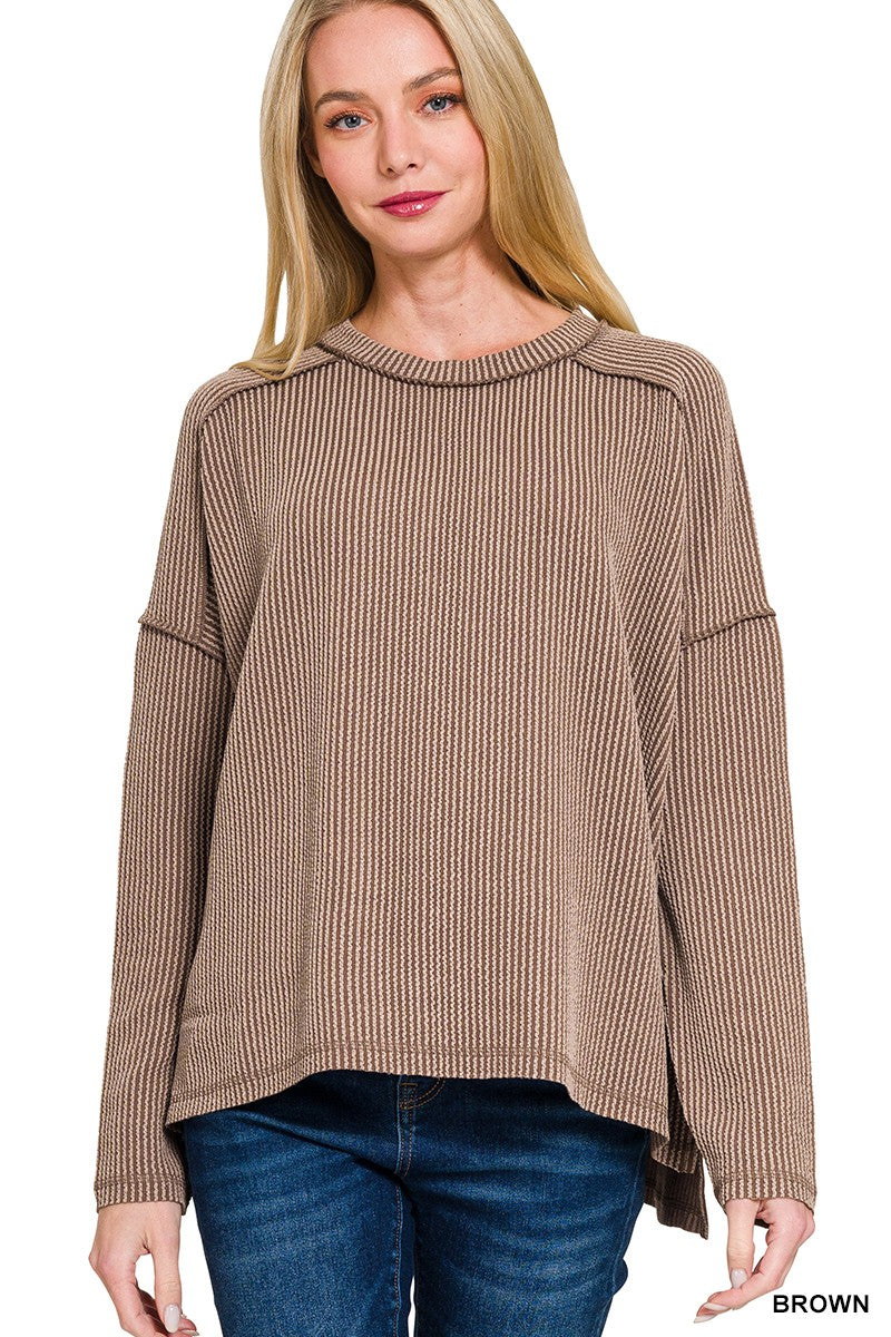 "Ribbed Revival" (espresso) plus long sleeve top