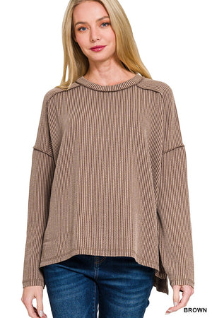 "Ribbed Revival" (espresso) plus long sleeve top