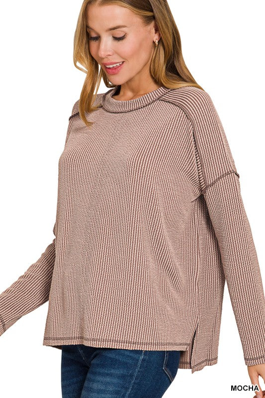 "Ribbed Revival" (espresso) plus long sleeve top