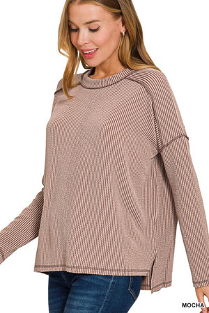 "Ribbed Revival" (espresso) plus long sleeve top