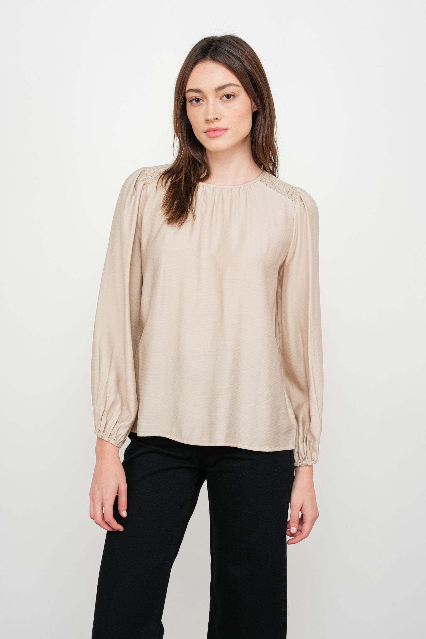 "Simplify Life" (shell tan) top