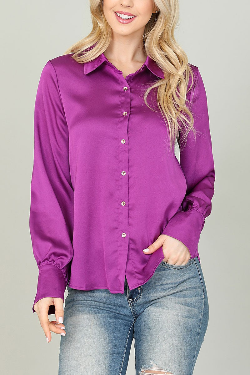 "Right On Schedule" (violet) silk top