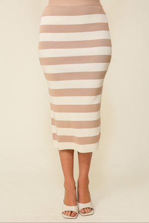 "Sweetheart in Stripes" (Beige/Cream) Juniors Skirt