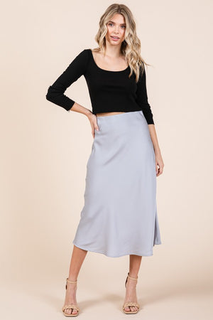 "Winter In Satin" (Grey) Skirt