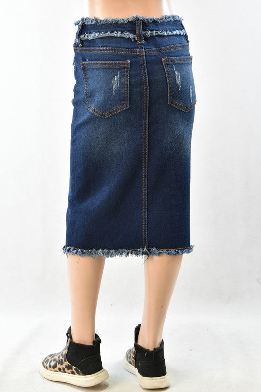 "Little Miss Distressed"(dark wash) girls Be Girl Skirt