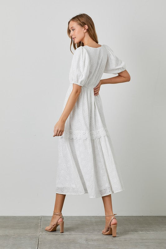 "Eyelet Twist" (ivory) dress