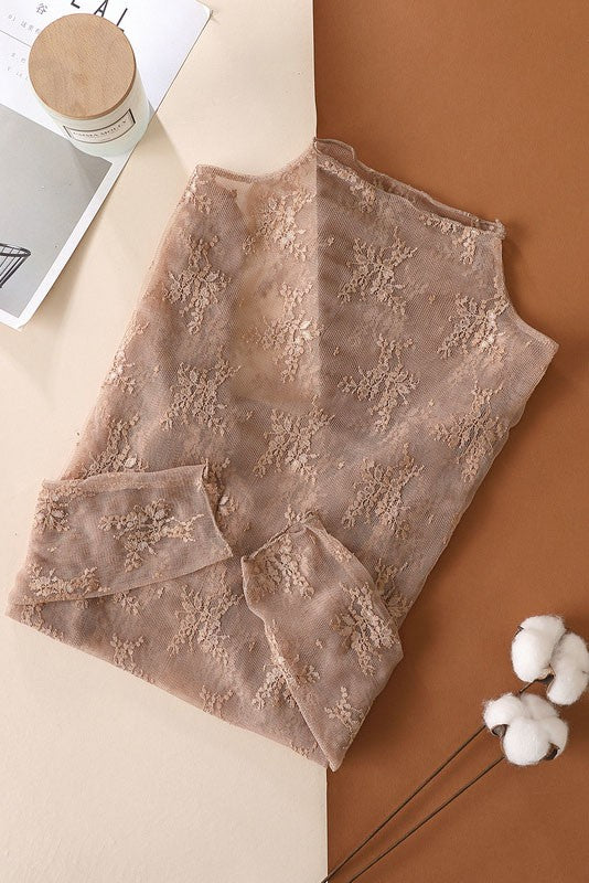 "Lovely in Lace" (Coffee) Layering Top