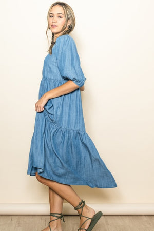 "Morning Market" denim dress
