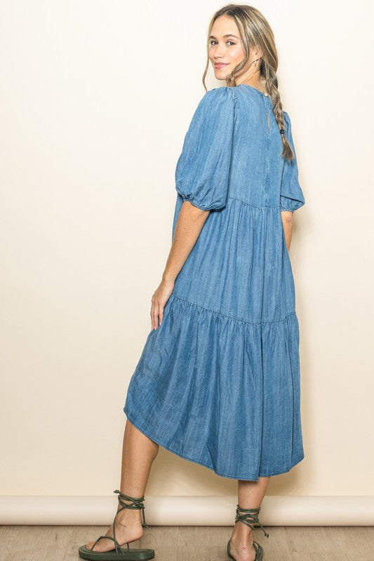 "Morning Market" denim dress