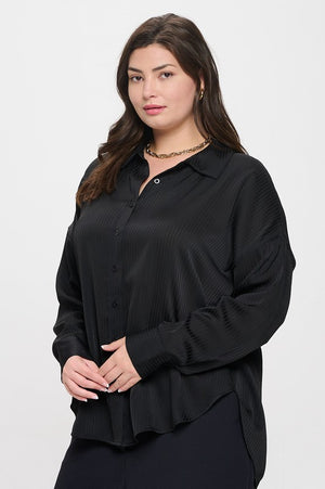 "Business Face On" (Black) Plus Top