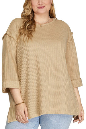 "Simply Soft" (Taupe) Curvy Sweater