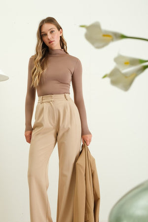 "The Basic Mockneck" (Deep Taupe) Top