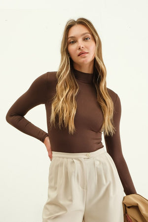 "The Basic Mockneck" (Mocha) Top