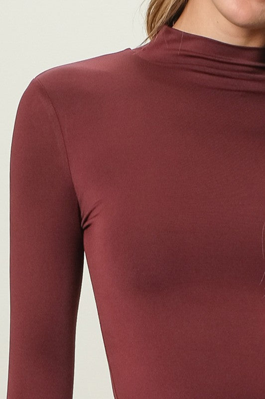 "The Basic Mockneck" (Maroon) Top