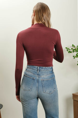 "The Basic Mockneck" (Maroon) Top