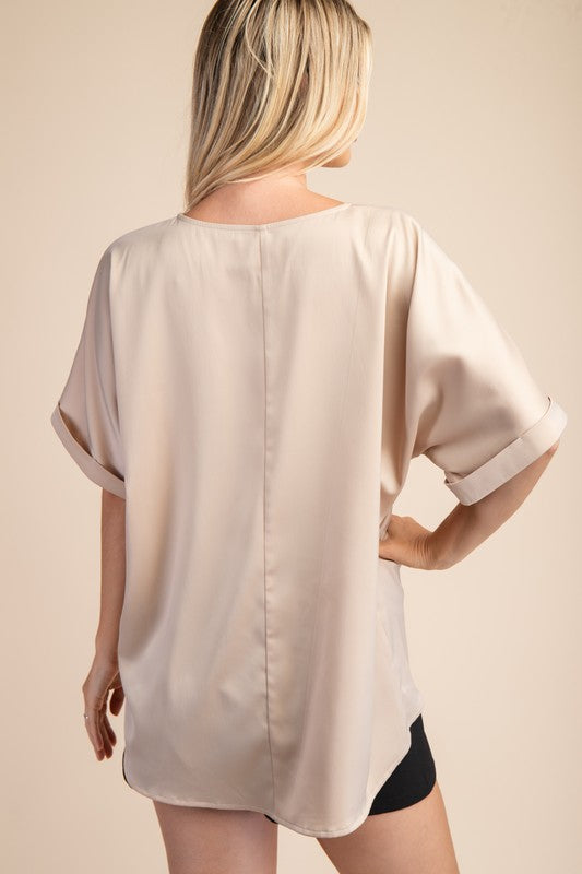 "Summers End" (Champagne) Satin Top