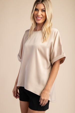 "Summers End" (Champagne) Satin Top